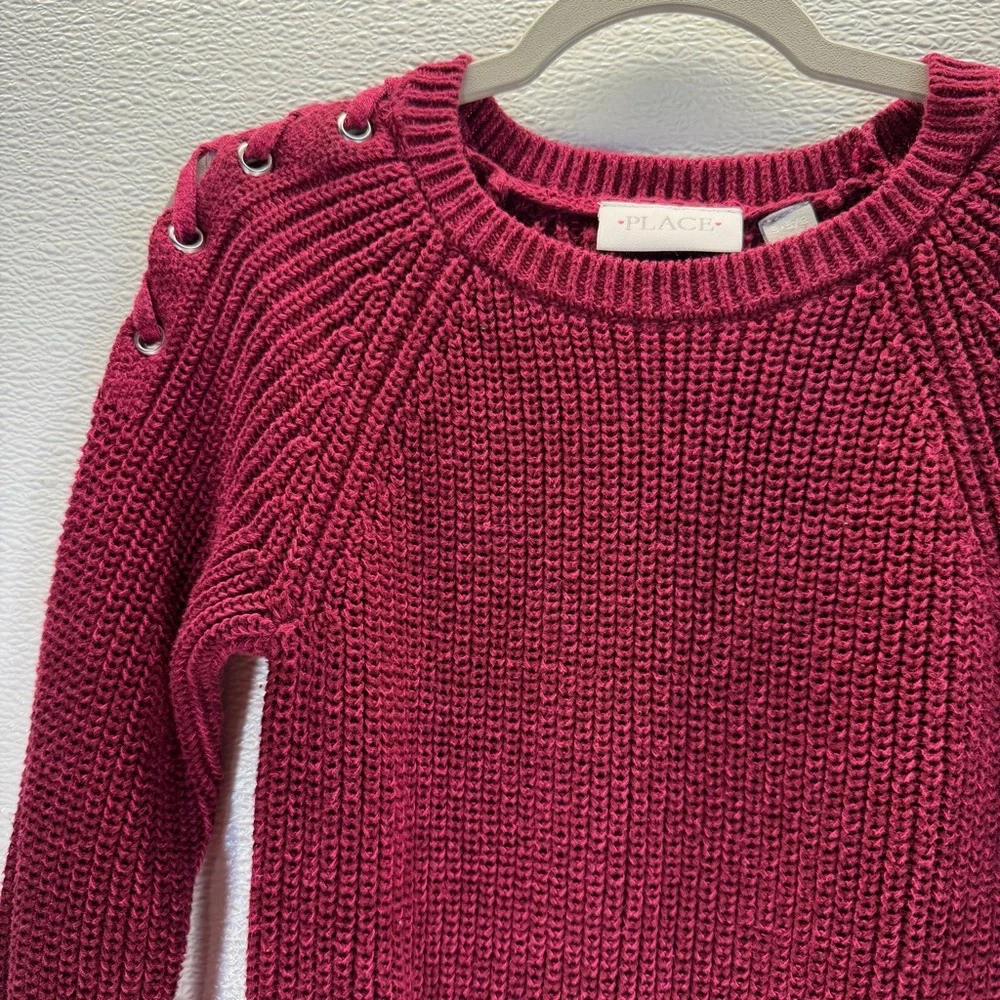 The Children’s‎ Place Burgundy Lace-Up Shoulder Knit Sweater 5/6